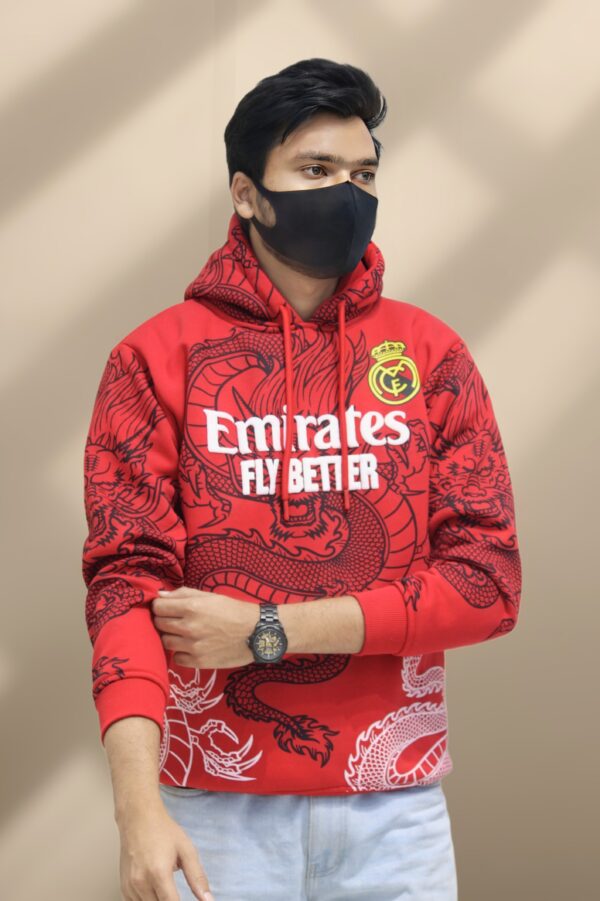 Dragon Printed Hoodie | Red | Men