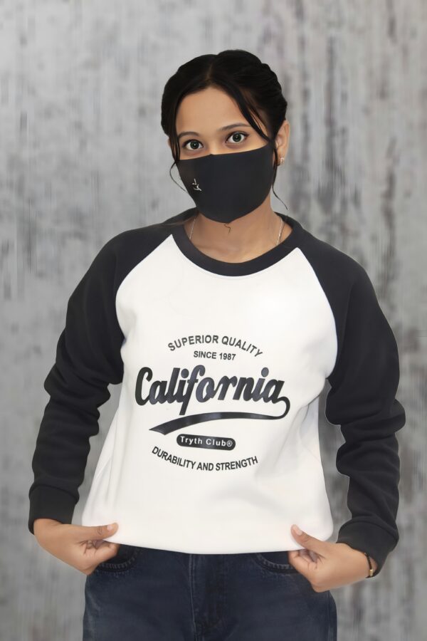 Sweatshirt roundneck | White-Black | Puff printed